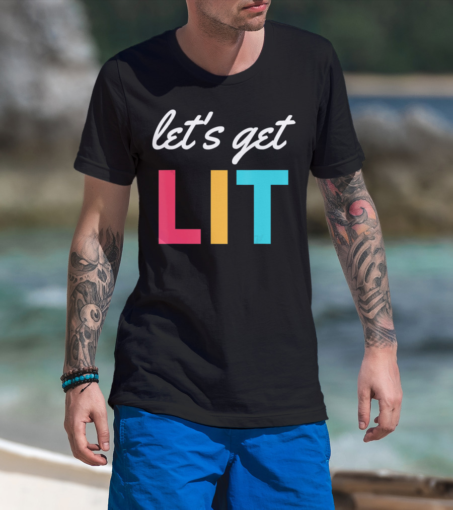 Let's Get Lit Funny Writers Teachers Retro T-Shirt