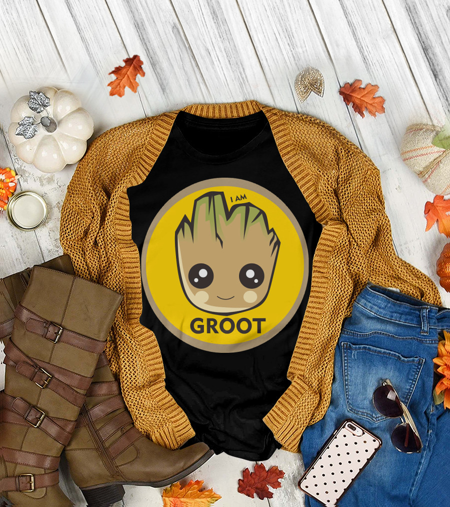 I AM GROOT Baby Groot Kawaii Face T-Shirt
