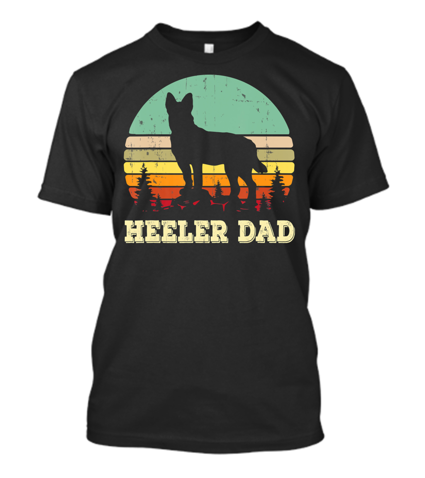 Heeler Dad Vintage Retro Sunset T-Shirt