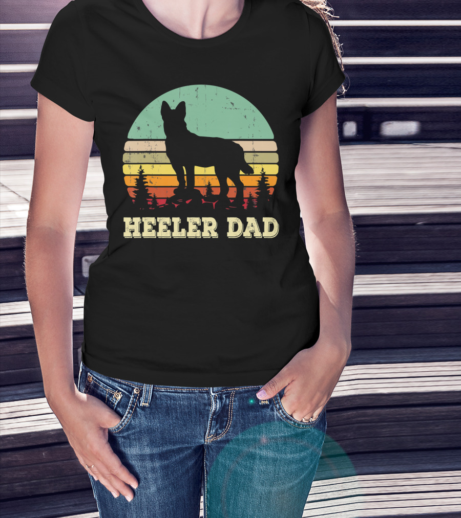 Heeler Dad Vintage Retro Sunset T-Shirt