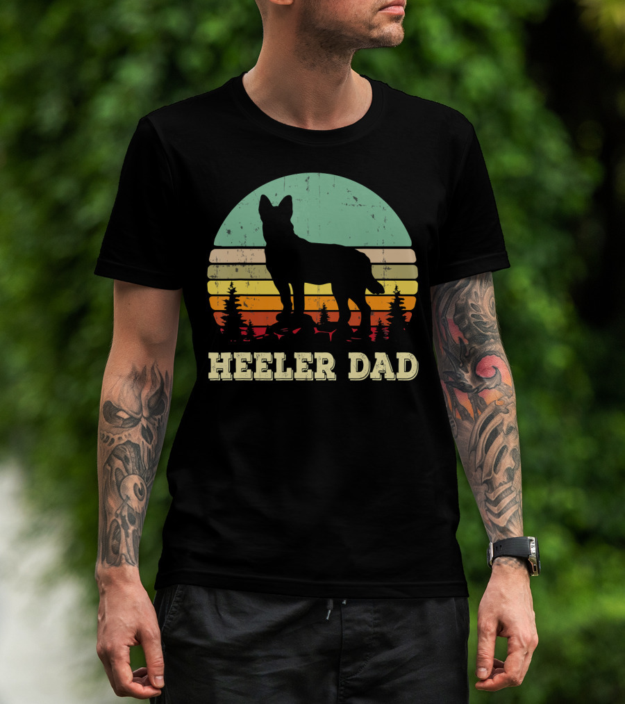 Heeler Dad Vintage Retro Sunset T-Shirt