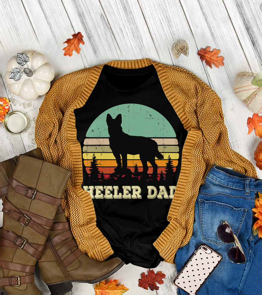 Heeler Dad Vintage Retro Sunset T-Shirt