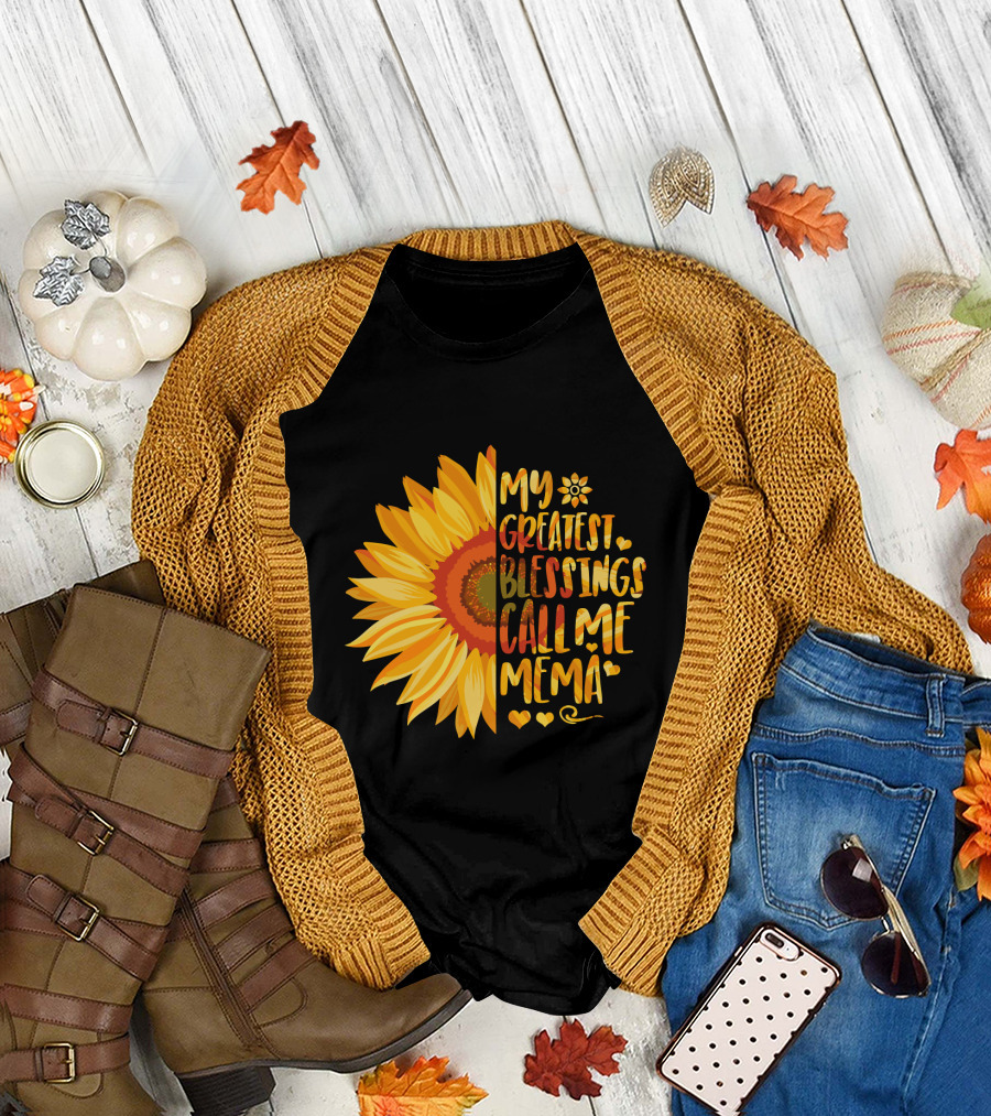 My Greatest Blessings Call Me Mema Sunflower Heart T-Shirt