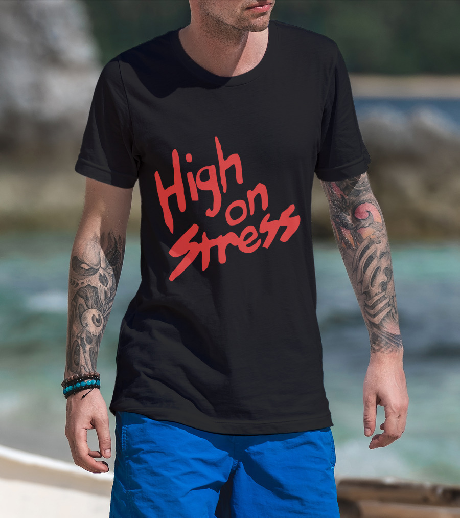 High On Stress Red Handwriting T-Shirt