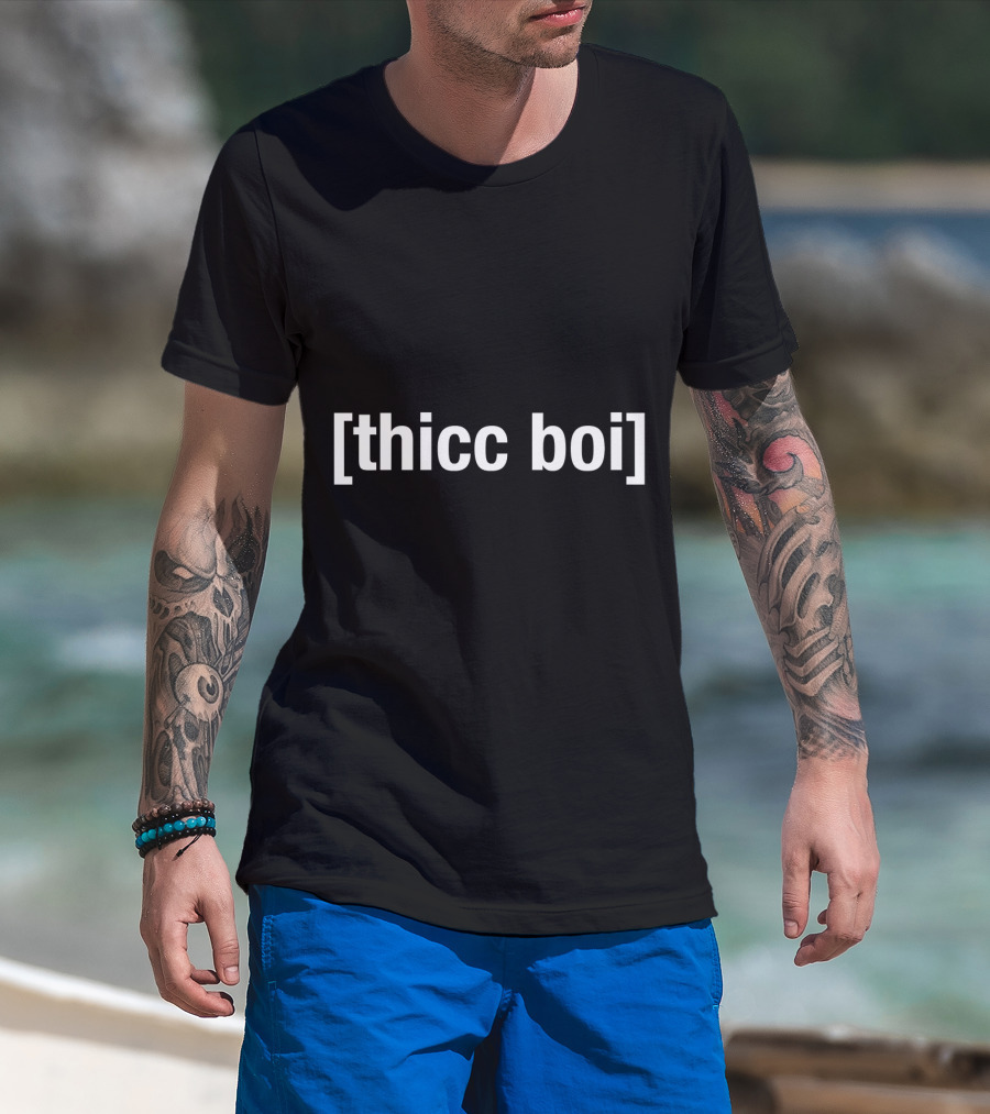 Thicc Boi Meme Text With Brackets T-Shirt