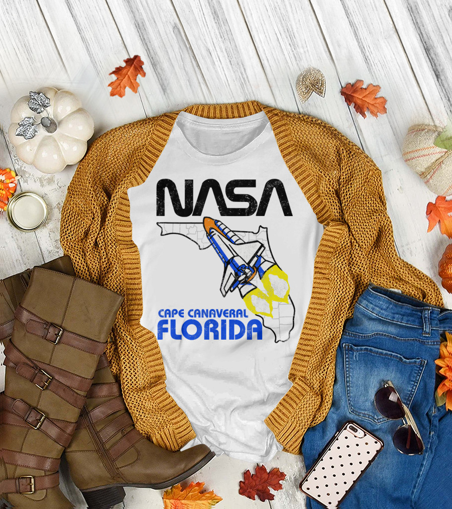 NASA Space Shuttle Florida Map Cape Canaveral T-Shirt