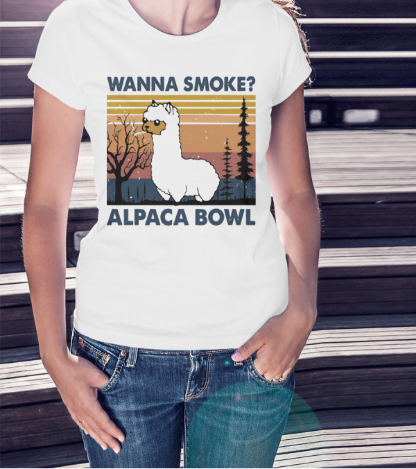 WANNA SMOKE ALPACA BOWL VINTAGE FOREST SUNSET ALPACA T-Shirt
