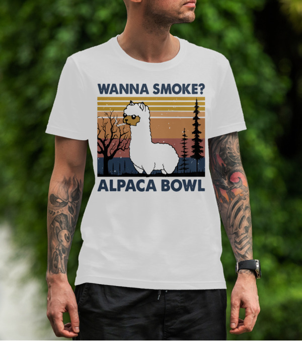 WANNA SMOKE ALPACA BOWL VINTAGE FOREST SUNSET ALPACA T-Shirt