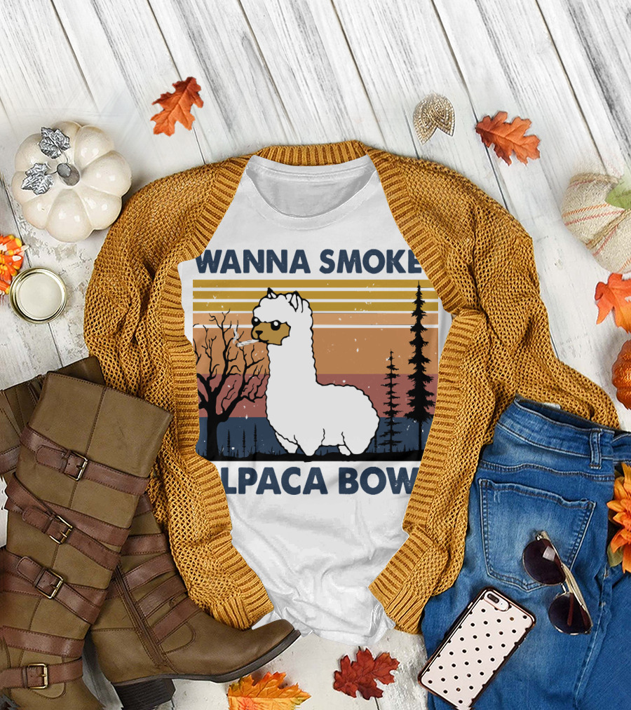 WANNA SMOKE ALPACA BOWL VINTAGE FOREST SUNSET ALPACA T-Shirt
