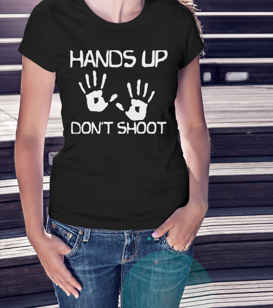Hands Up Don't Shoot Statement With Handprint Symbols T-Shirt