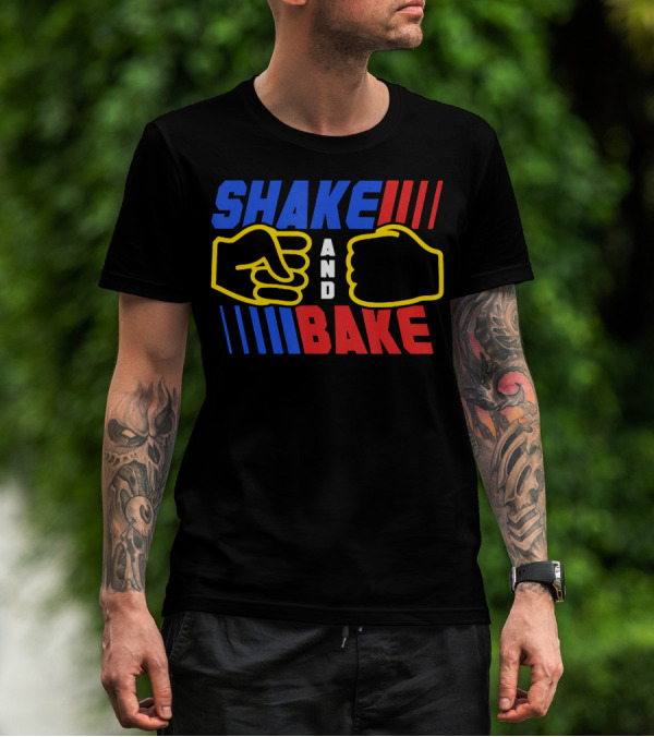 SHAKE AND BAKE Fist Bump Iconic Symbol Bold Colors T-Shirt