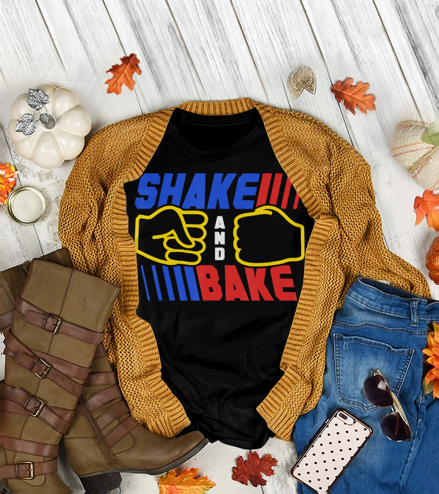 SHAKE AND BAKE Fist Bump Iconic Symbol Bold Colors T-Shirt