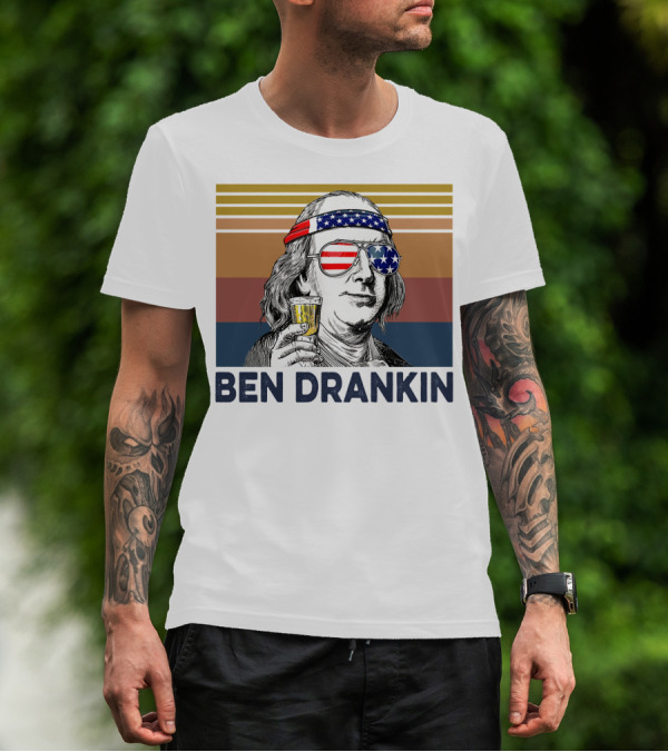 Ben Drankin Vintage USA Patriotic Beer T-Shirt