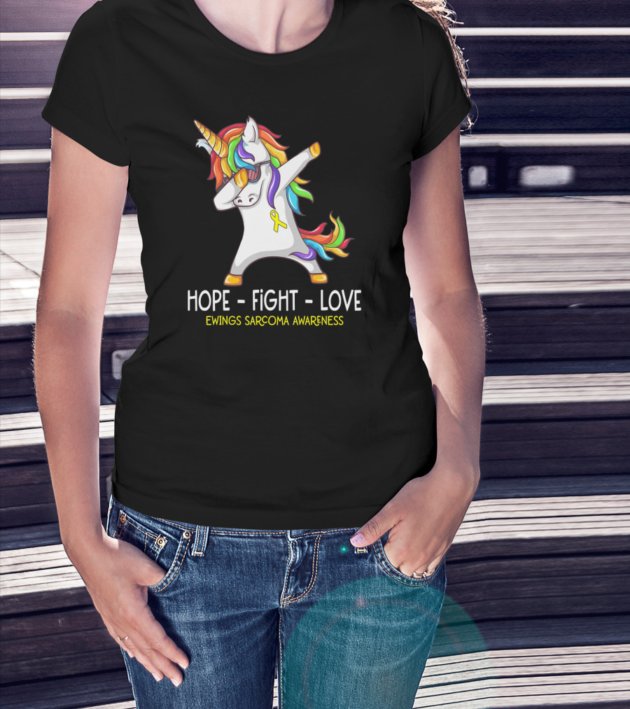 Hope Fight Love Unicorn Ewings Sarcoma Awareness T-Shirt