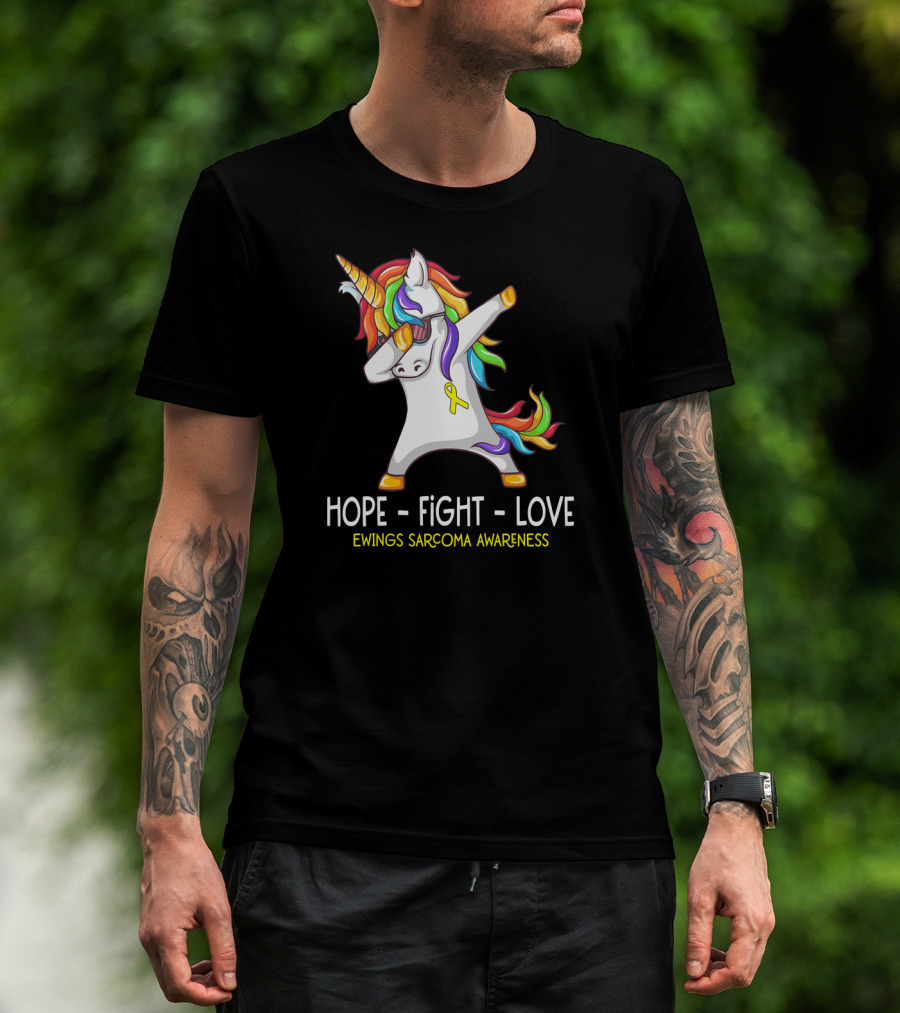 Hope Fight Love Unicorn Ewings Sarcoma Awareness T-Shirt