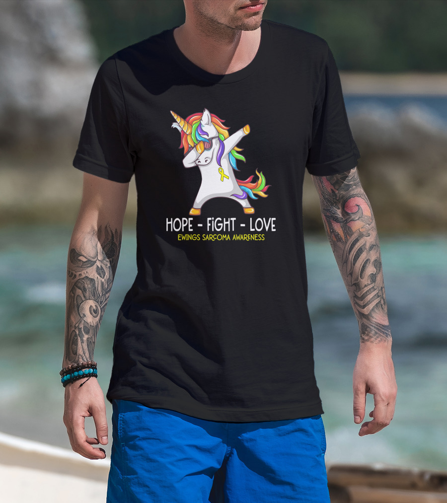 Hope Fight Love Unicorn Ewings Sarcoma Awareness T-Shirt