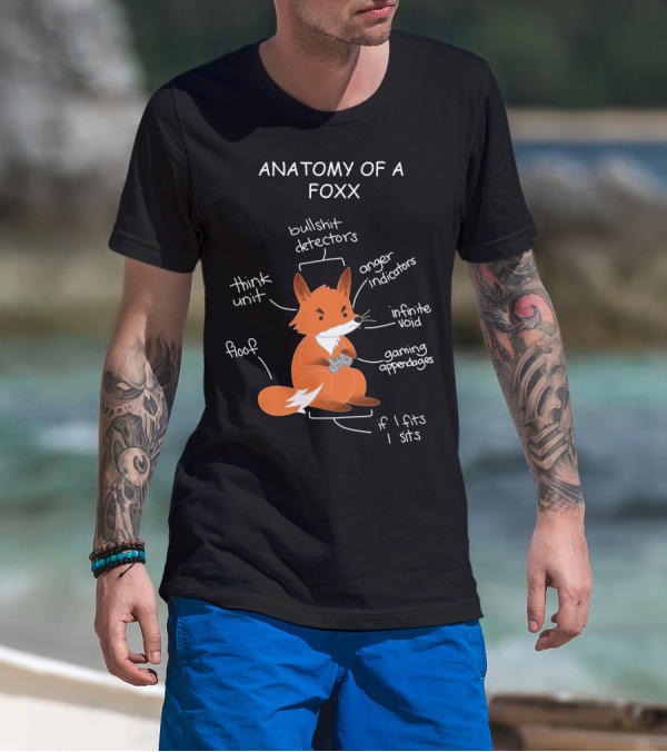 Anatomy Of A Foxx Bullshit Detectors Anger Indicators Infinite Void Gaming Appendages Think Unit Floof If I Fits I Sits T-Shirt