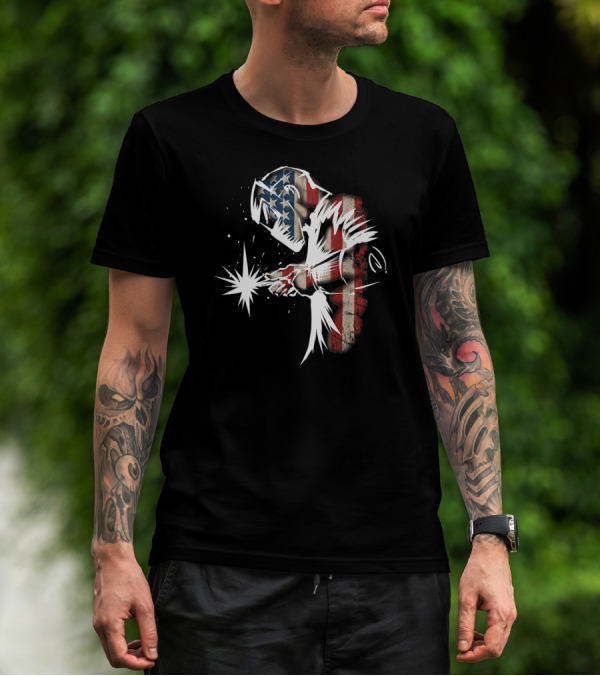 Welder In American Flag Colors With USA Patriotic Flair T-Shirt