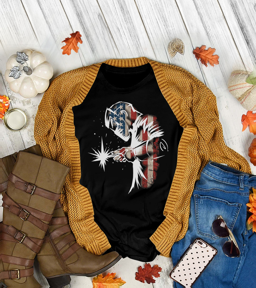 Welder in American Flag Colors with USA Patriotic Flair T-Shirt