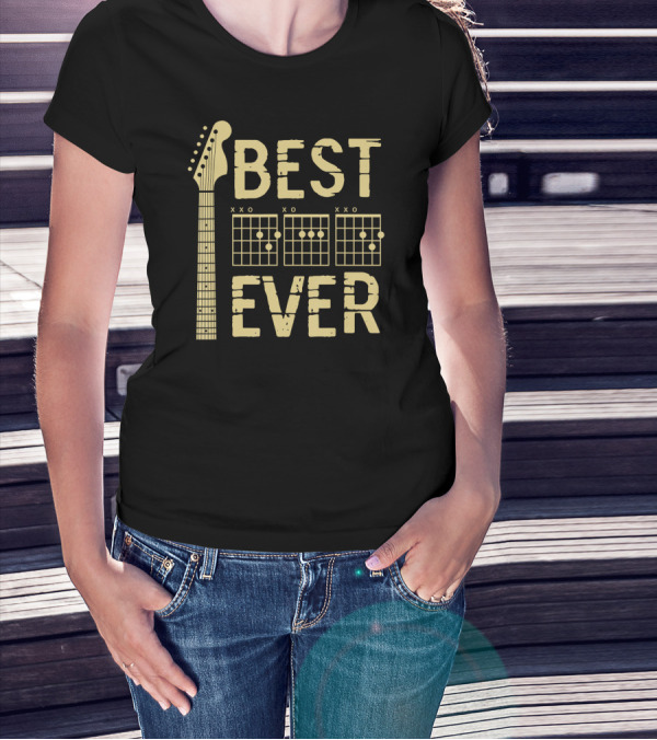 Guitarist Father Best Dad Ever Chord Guitar Headstock And Chords T-Shirt