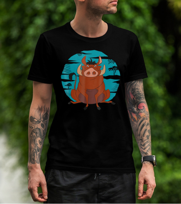 Disney The Lion King Happy Pumbaa African Savanna Scene T-Shirt