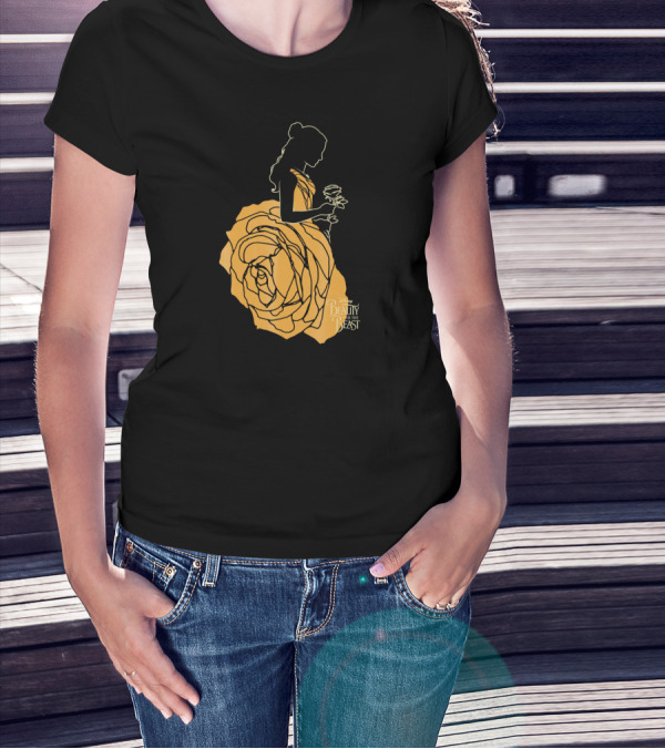 Beauty And The Beast Belle Silhouette Rose Dress T-Shirt