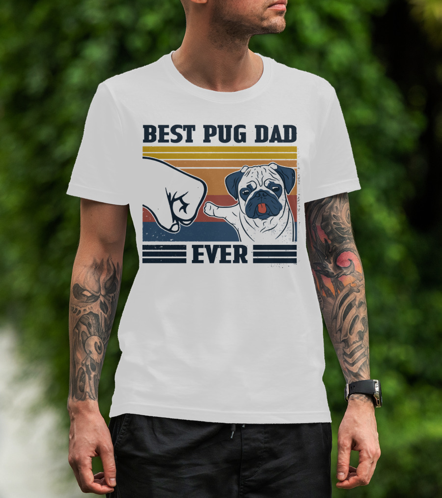 Best Pug Dad Ever Retro Fist Bump T-Shirt