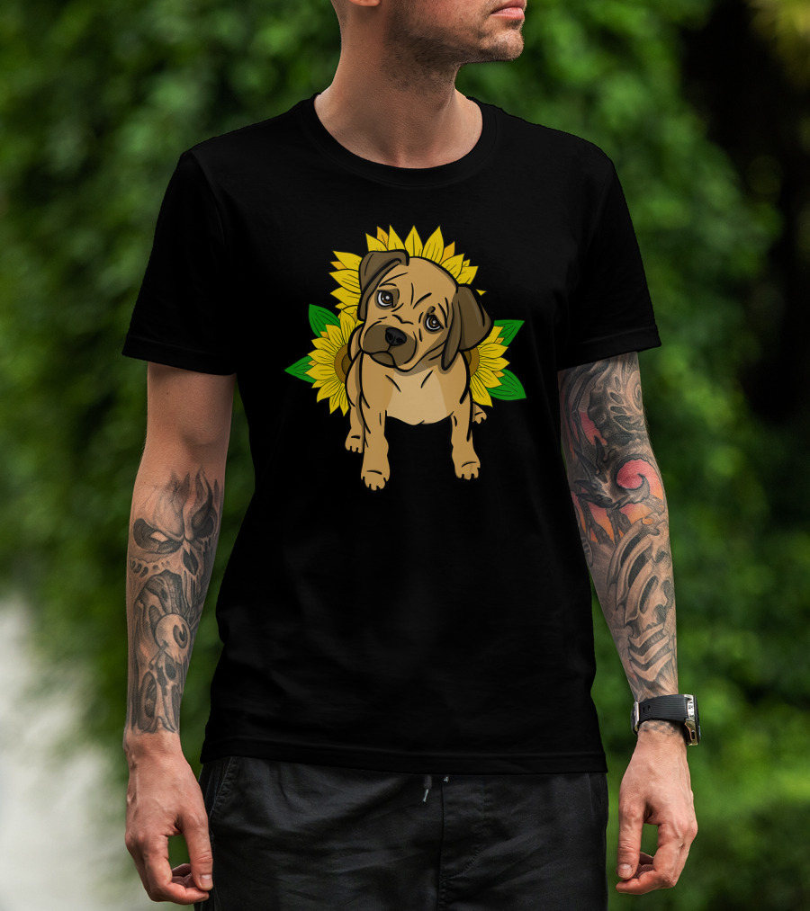 Puggle Puppy Sunflowers T-Shirt