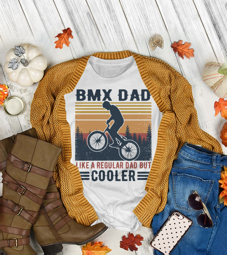 BMX Dad Like a Regular Dad But Cooler Retro Forest T-Shirt