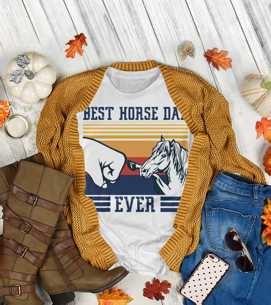 Best Horse Dad Ever Fist Bump Vintage Father T-Shirt