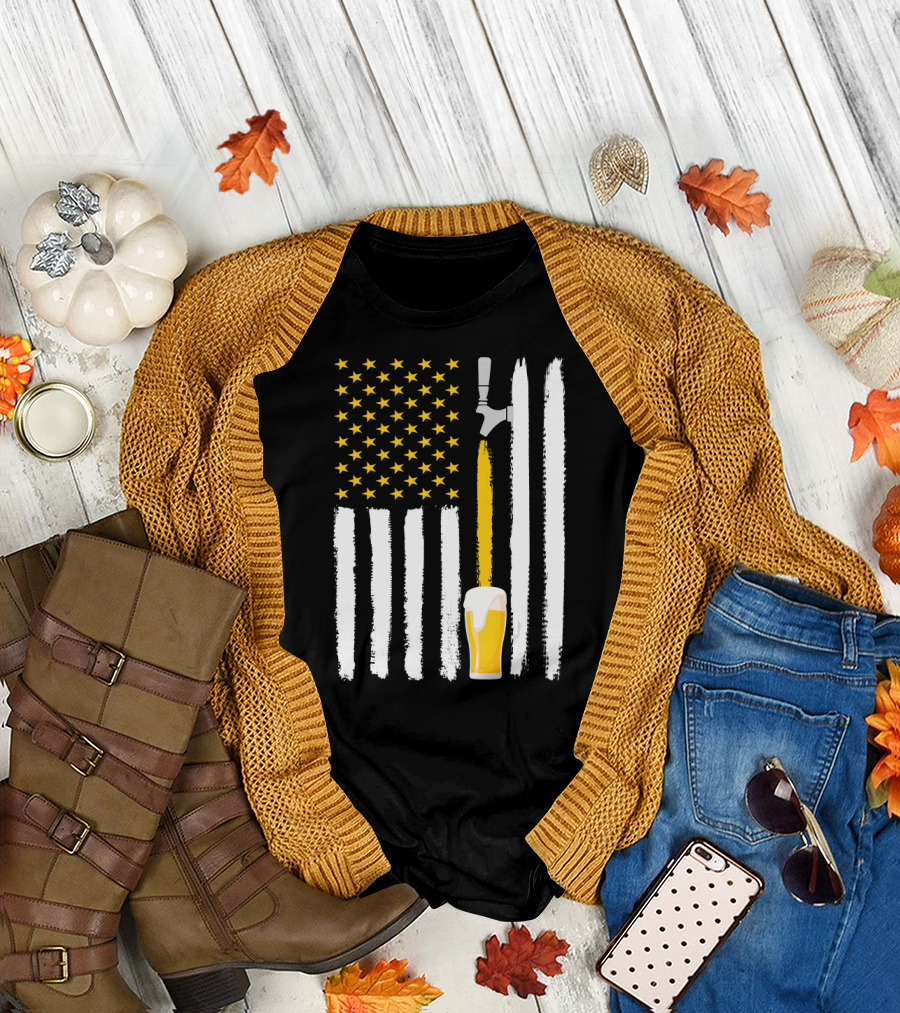 USA Flag Craft Beer Tap Pint 4th July T-Shirt