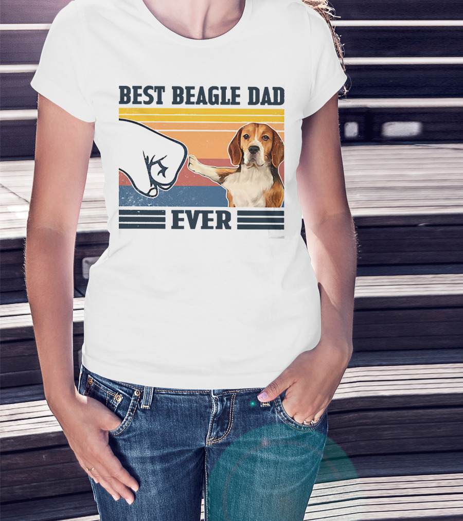 Best Beagle Dad Ever Vintage Fist Bump T-Shirt