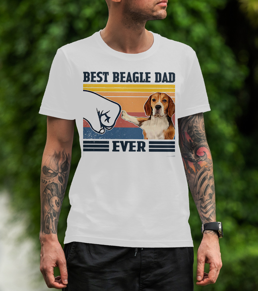 Best Beagle Dad Ever Vintage Fist Bump T-Shirt