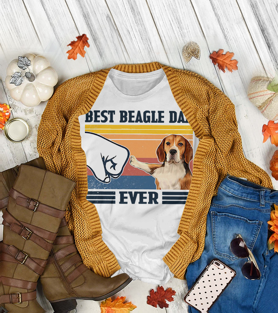 Best Beagle Dad Ever Vintage Fist Bump T-Shirt
