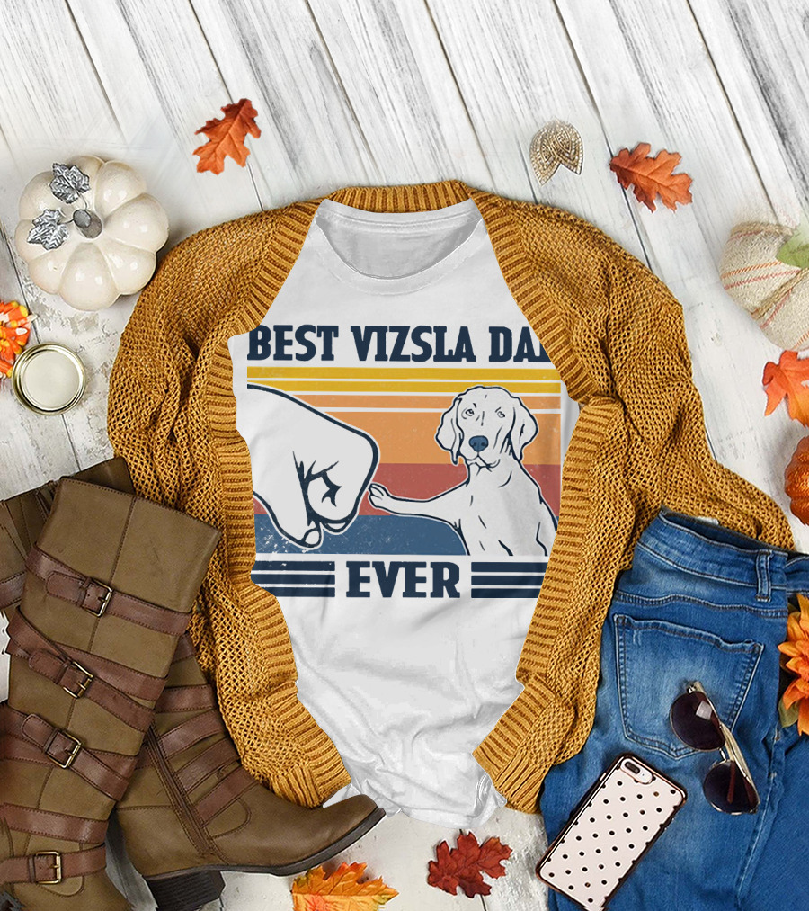 Best Vizsla Dad Ever Vintage Fist Bump T-Shirt