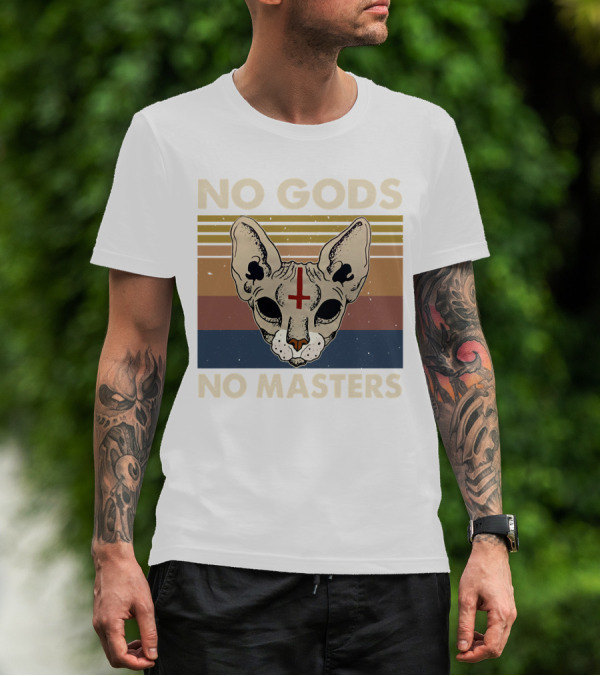 No Gods No Masters Sphynx Cat Retro T-Shirt
