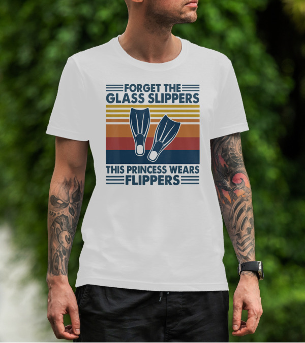 Forget The Glass Slippers This Princess Wears Flippers Retro Stripes T-Shirt