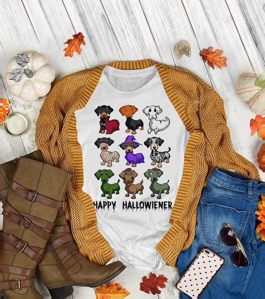Happy Hallowiener Dachshund Costume Fun Halloween Dogs T-Shirt