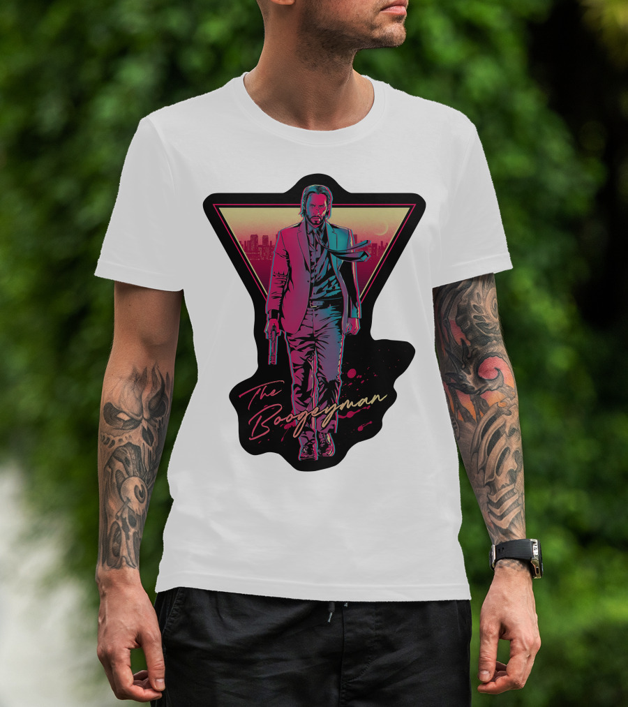 Keanu Reeves The Boogeyman Neon Cityscape T-Shirt