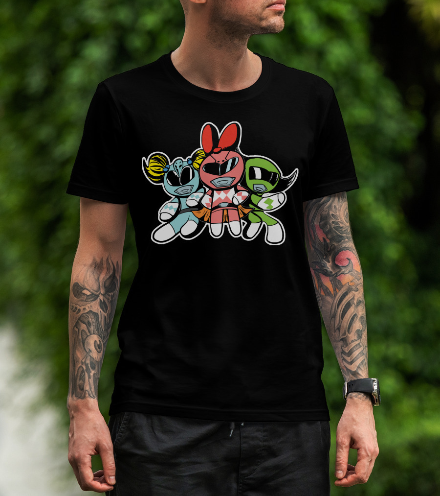 Powerpuff Girls Mighty Morphin Crossover Ranger Girls T-Shirt