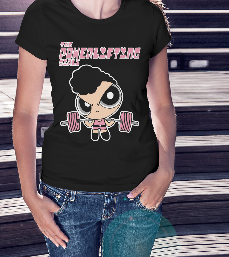 Powerpuff Girls The Powerlifting Girls Cartoon Character Lifting Weights T-Shirt