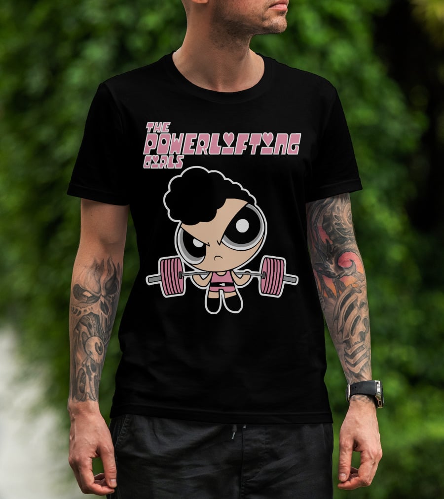Powerpuff Girls The Powerlifting Girls Cartoon Character Lifting Weights T-Shirt
