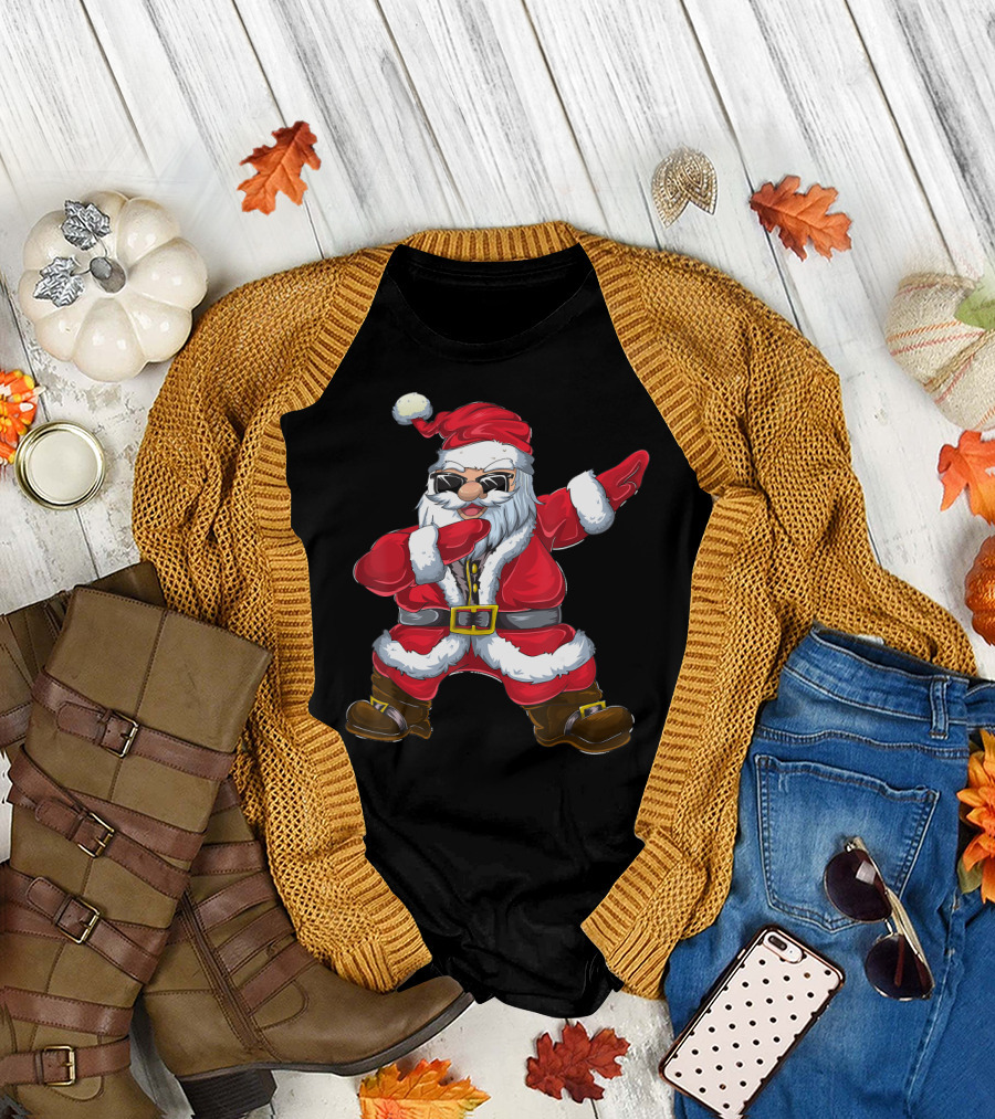 Christmas Dabbing Santa with Sunglasses T-Shirt
