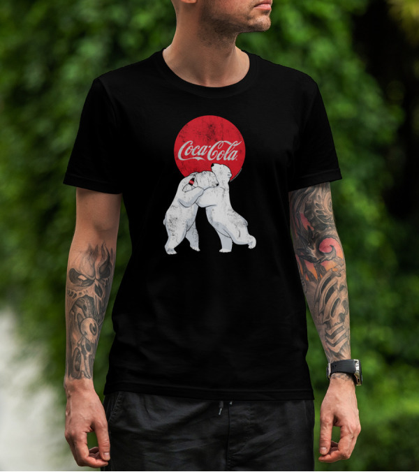 Coca Cola Christmas Polar Bears Embrace Classic T-Shirt