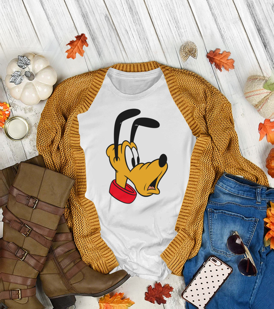 Disney Mickey And Friends Pluto Big Face With Red Collar T-Shirt
