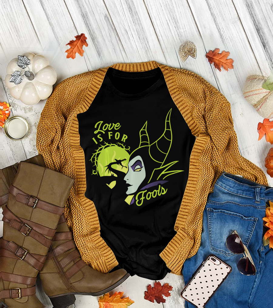 Disney Villains Valentine's Day Maleficent Love Is For Fools Thorns Moon Horns T-Shirt
