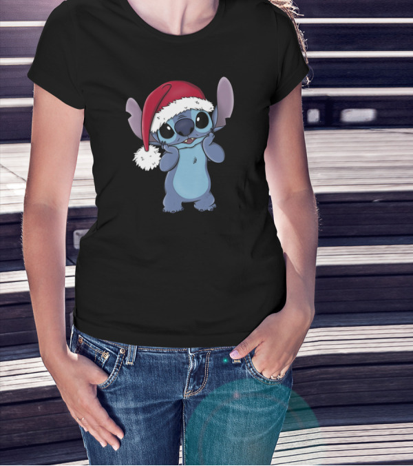 Disney Lilo And Stitch Santa Hat Christmas Stitch T-Shirt