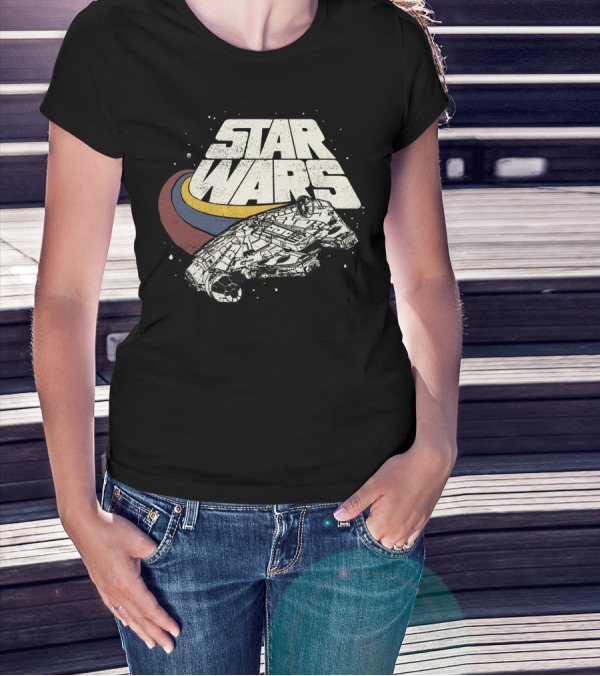 Star Wars Millennium Falcon Retro Three Stripes T-Shirt