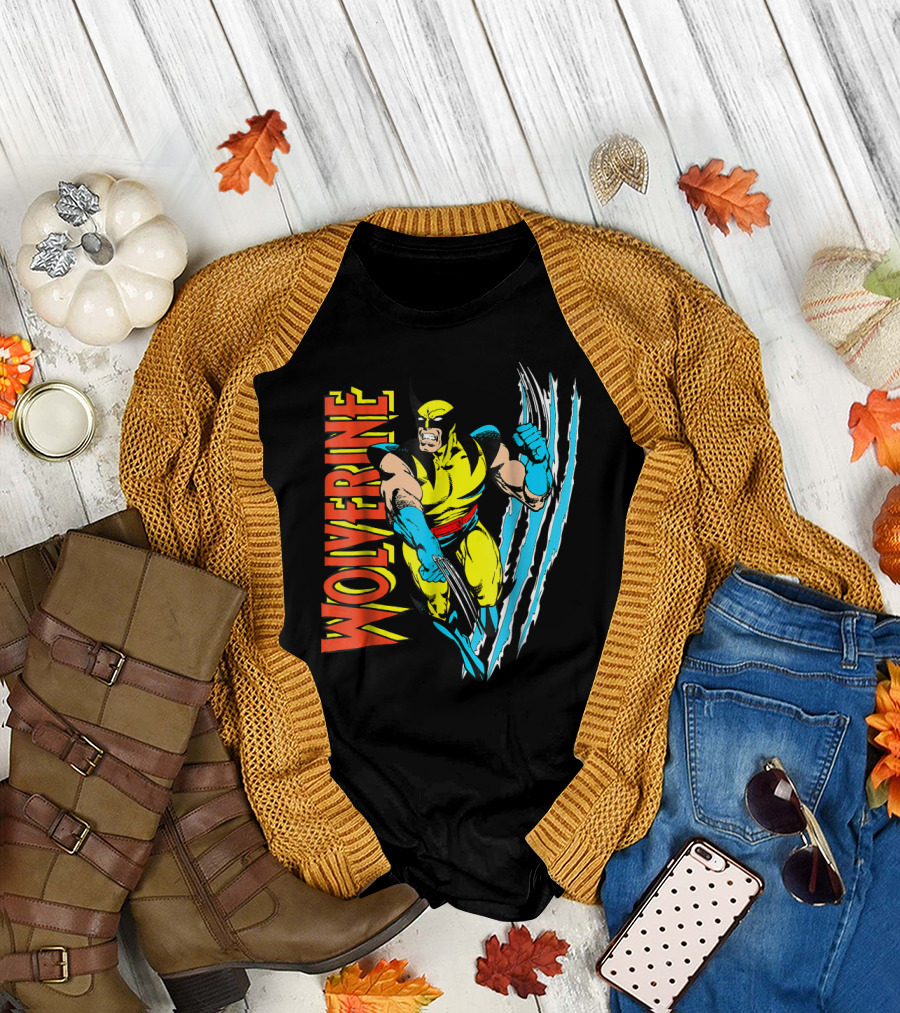 Wolverine X Men Vintage Claw Slice Marvel T-Shirt