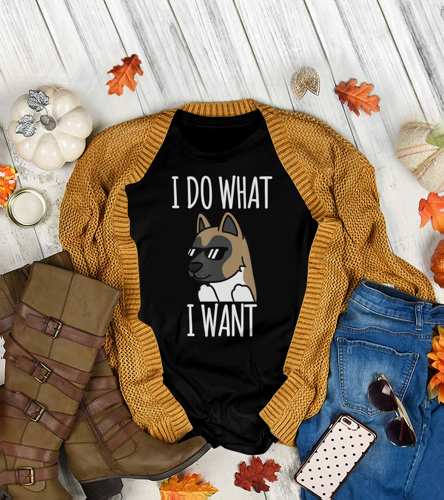 Akita I Do What I Want Funny Dog Wearing Sunglasses T-Shirt